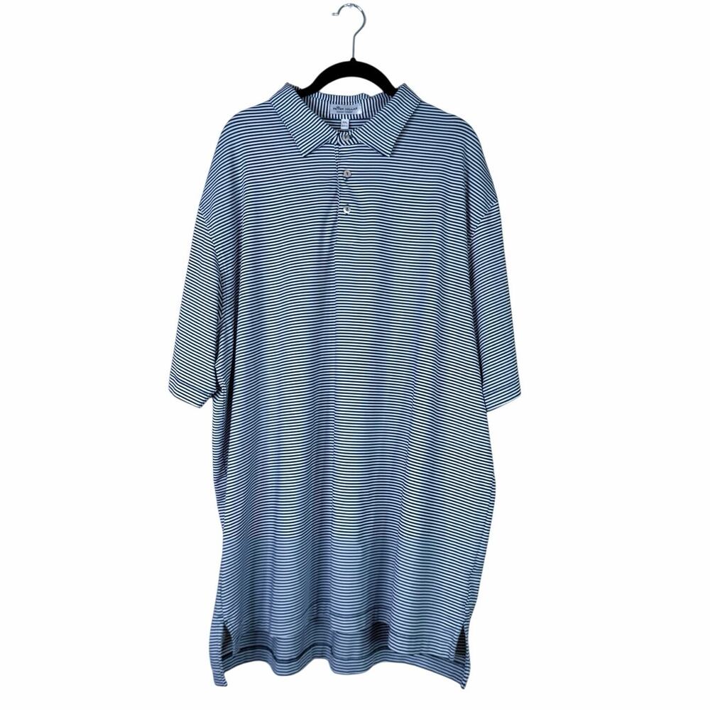 Peter Millar | Men’s Summer Comfort Striped Navy Blue White Short Sleeve Polo